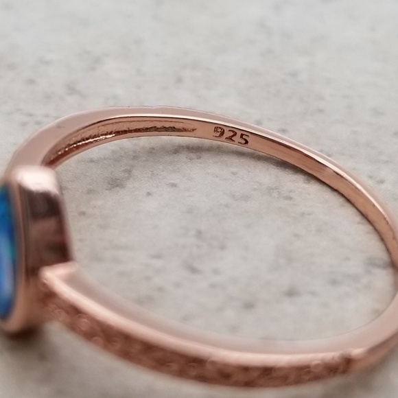 18k Over Sterling Blue Opal Ring - Picture 5 of 8